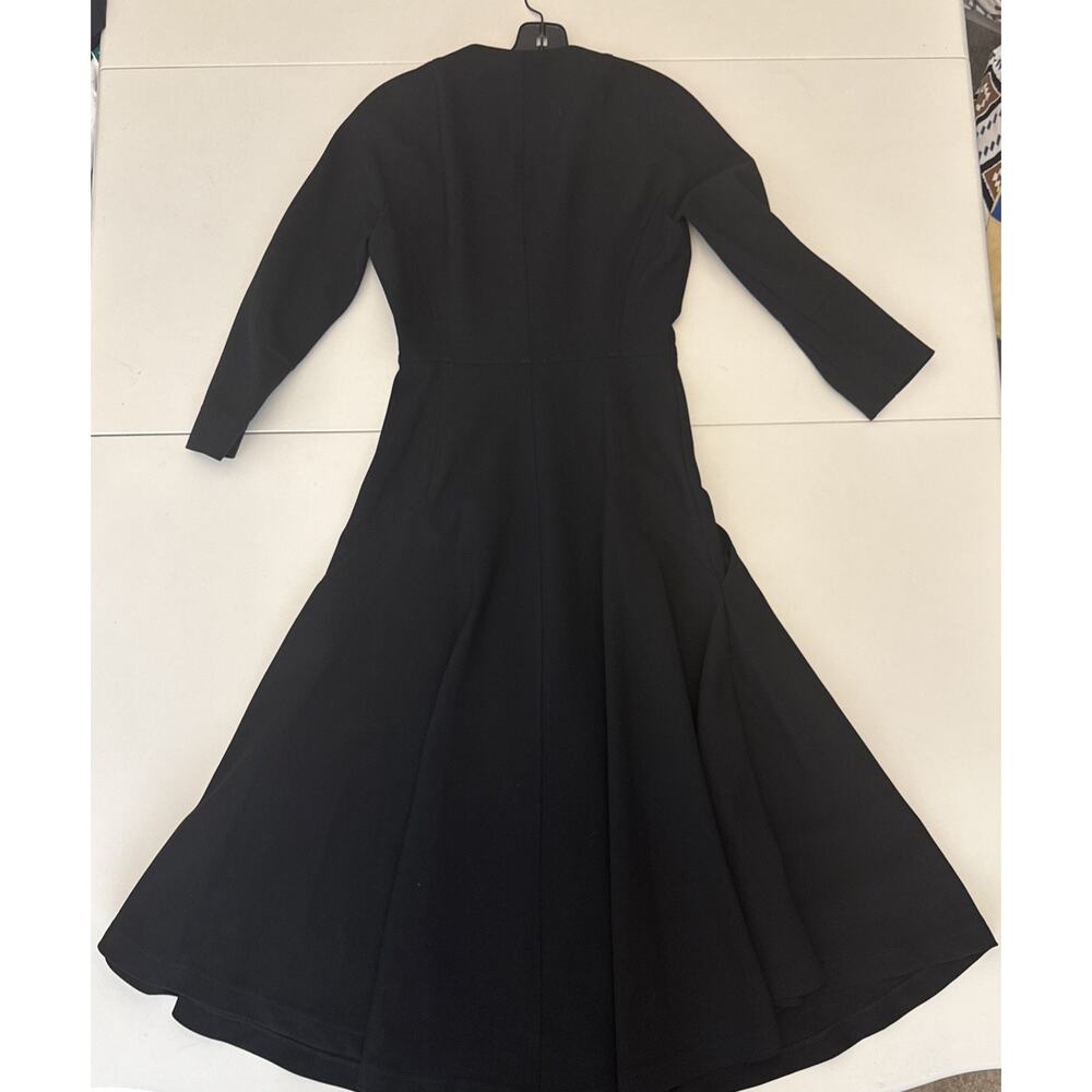 Akris Punto Black Zip Front Fit Flare Midi Dress Long Sleeve Pockets US 4 IT 40 - Picture 14 of 16